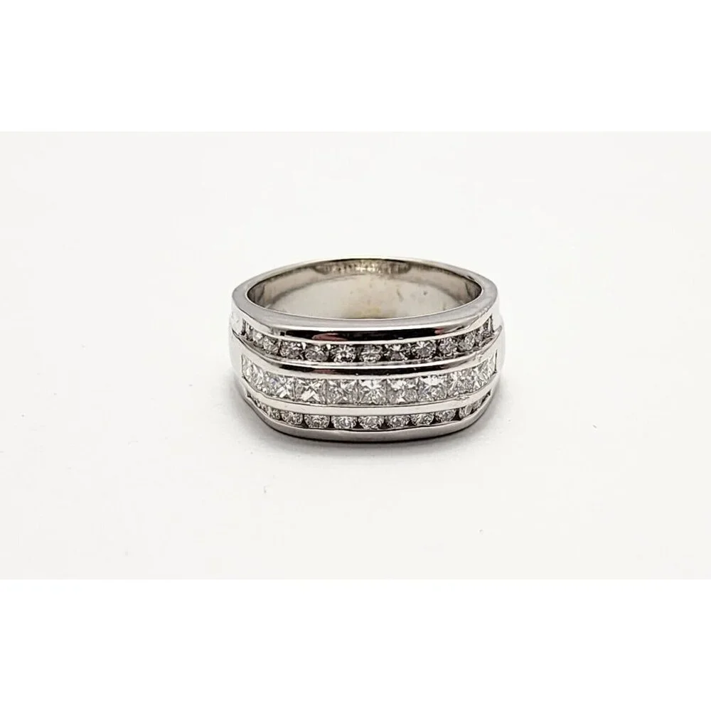 Unique 14K Karat Solid White Gold Designer Diamond Men's Ring Size 11.5 - 2.60ct